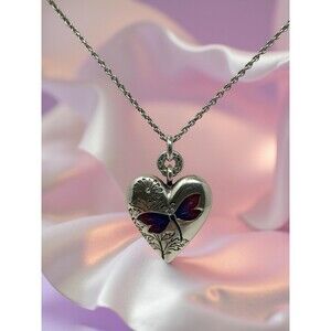 NWT Brighton Gardens Splendour Heart Necklace Dragonfly Pendant